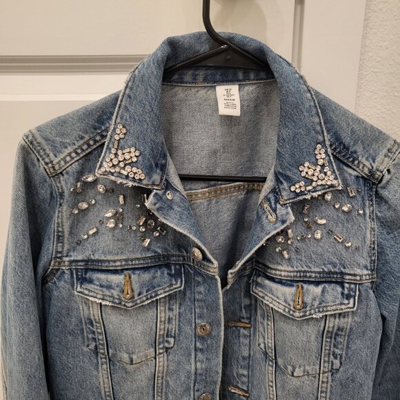 Denim Jacket with beaded crystals size US 8/EUR 38 - Picture 4 of 8